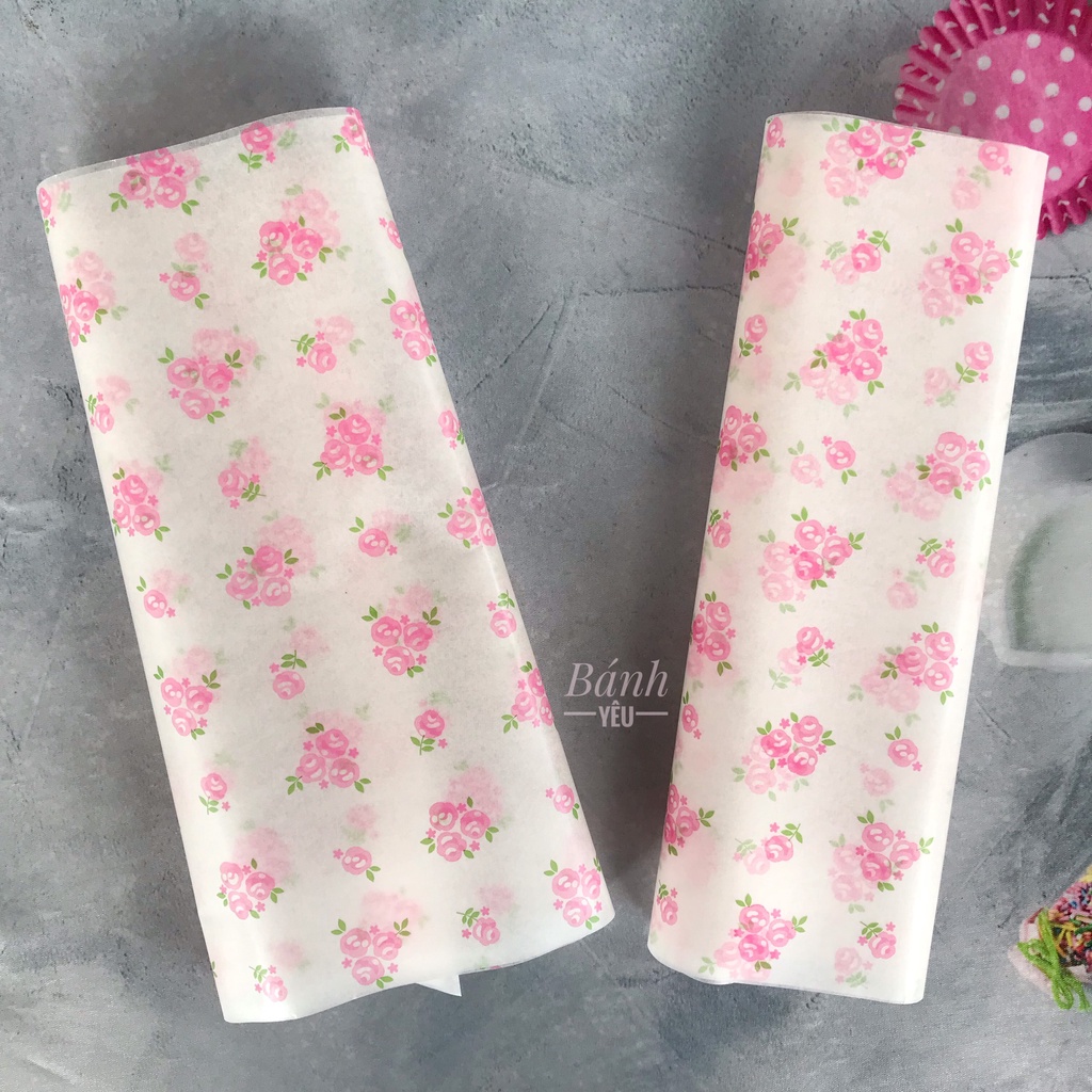 50 tờ Giấy lót hộp bánh bã mía, gói bánh size 18*18 cm có cáng PE (BBTC)