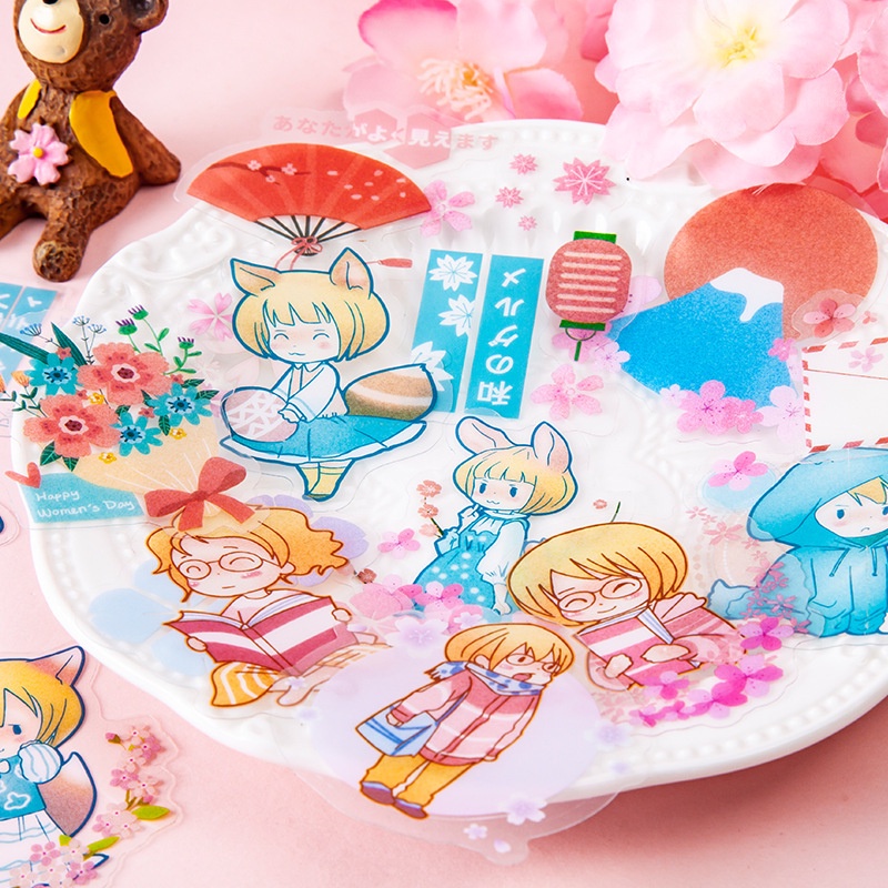 Sticker cute dán sổ dán mũ bảo hiểm điện thoại laptop ly cốc đồ dùng cá nhân set 30 miếng dán HD23-K53