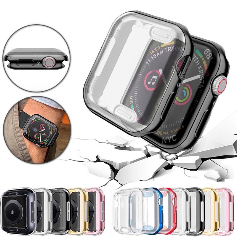Dành Cho Apple Watch Series 10 46MM 9 8 7 6 SE 5 4 3 2 1 Cho iwatch 45MM 41MM 45 41 44 40 42 38 MM Ốp Lưng 360 Full case frame TPU soft cover