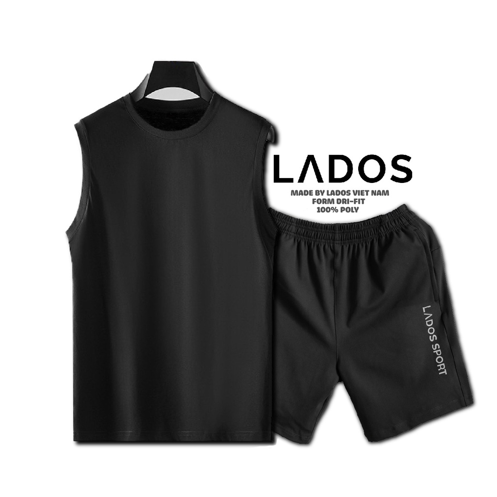 Bộ quần áo thể thao nam cotton co giãn LADOS-7002 Áo tanktop quần thun, tập gym chạy bộ