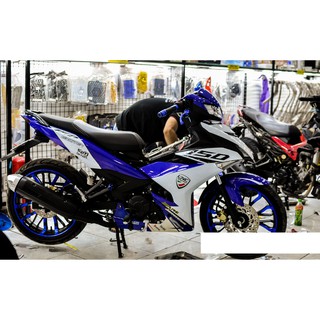 Tem trùm exciter 150 xanh trắng mẫu mới, độ team trùm decal xe máy ex dán đời 2015-2020