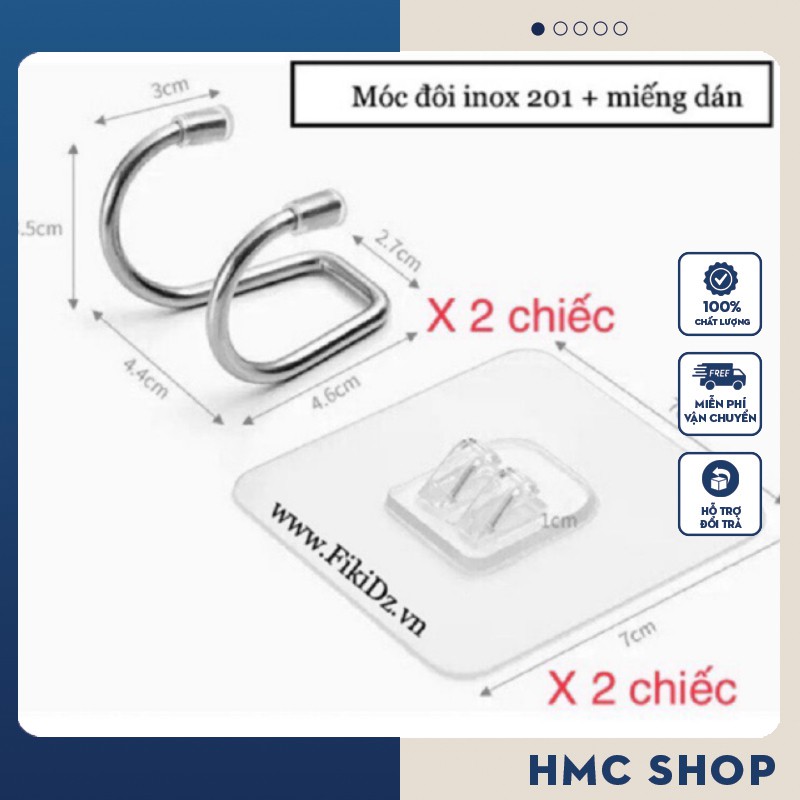 Móc treo đôi inox dán tường nút nhựa | Shopee Việt Nam