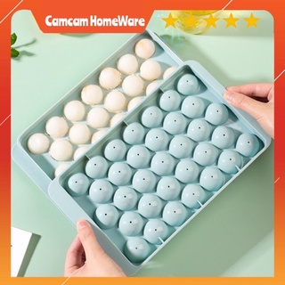 Khay Đá Tròn 33 Viên Việt Nhật, Khuôn Làm Đá Có Nắp Đậy Hình Bi Cam HomeWare