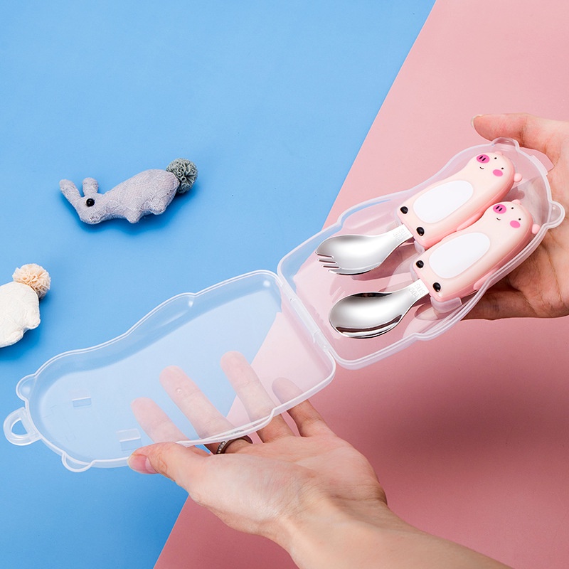 Ảnh Bộ thìa dĩa cho bé tập ăn, Set thìa dĩa gấu dễ thương cho bé tập xúc YEAHCOOK 2