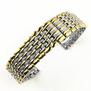 Dây đeo đồng hồ bằng thép không gỉ nguyên khối sang trọng 12mm 14mm 16mm 18mm Dây đeo đồng hồ 20mm 22mm Bạc Hồng Vàng Nam Nữ Kim loại 9 hạt Dây đeo đồng hồ được đánh bóng Vòng đeo tay Khóa bướm