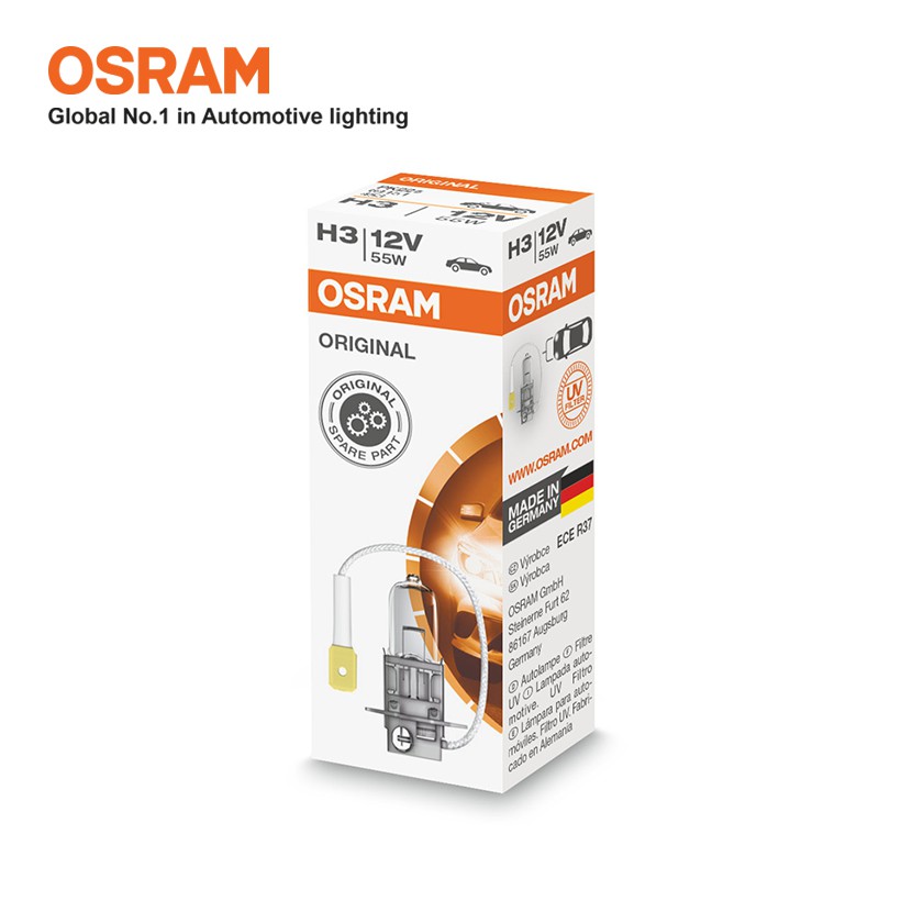 Bóng Đèn Pha/Cos Halogen OSRAM Original Dùng Cho Xe Ô Tô Xe Hơi Chân H3 12V 55W 64151 (Hộp giấy) - 3200K 1450LM