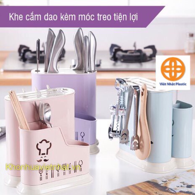 Ống đựng đũa thìa đa năng nhựa Việt Nhật kèm khay cắm dao kéo (MS 2776) (giá sỉ)