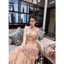 Đầm Voan Hoa 2 Dây Đuôi Bèo Xòe Chíp Eo Nơ Lưng - Vải Voan - 2 Màu Xanh, Nude - Dành Cho Nàng Đi Chơi, Dự Tiệc