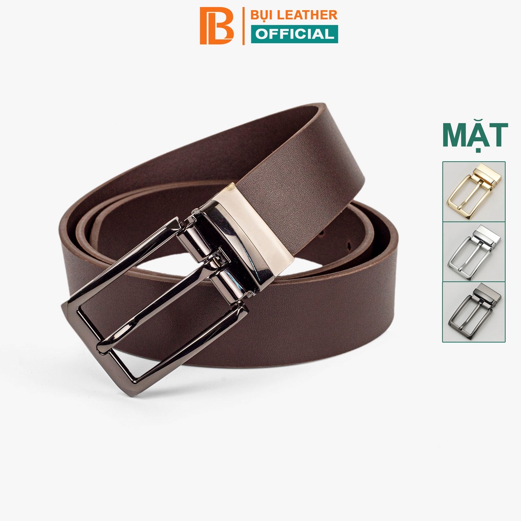 Ảnh Thắt lưng nam da bò nguyên tấm Bụi leather - L113, màu nâu, khóa cài bằng thép không gỉ, BH 12 tháng 1