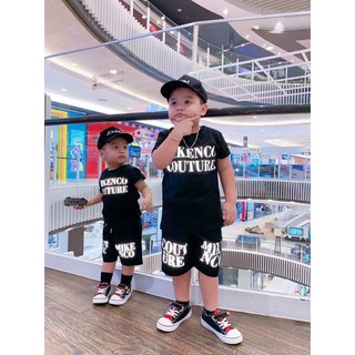 Bộ cộc bé trai, bộ chữ bé trai, bộ chui đầu cotton bé trai chất mát