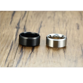 Nhẫn nam titan kiểu trơn nhám viền bóng bản to 10mm không gỉ