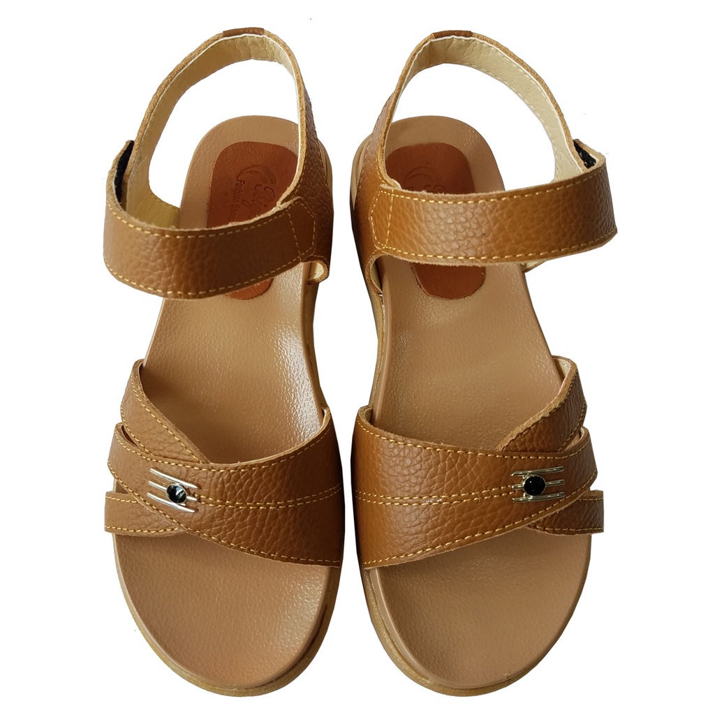 Giày sandal nữ quai ngang da bò BIGGBEN HKD083