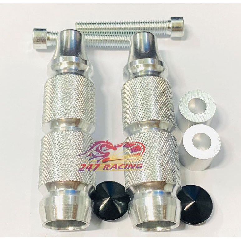 Gù Chống Đổ CNC Đầu Cao Su gắn mọi loại Xe Máy (màu BẠC) 01