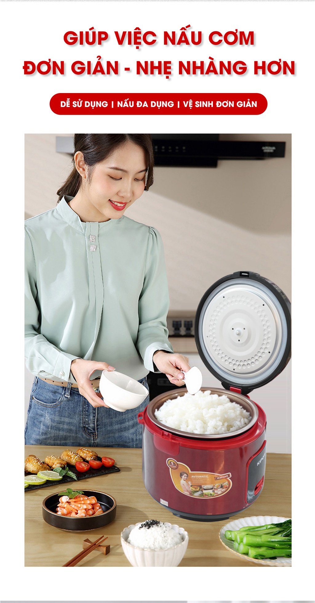Chức năng nồi cơm KIPOR KP-N55918