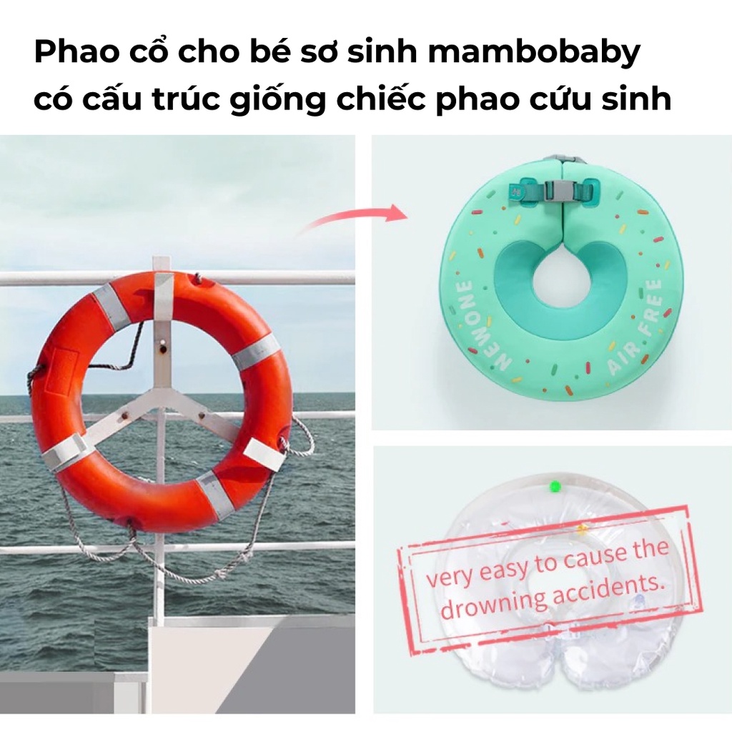 Ảnh Phao bơi đeo cổ cho trẻ sơ sinh Mambobaby chính hãng, chống lật an toàn, chuyên dùng cho spa thủy liệu 2