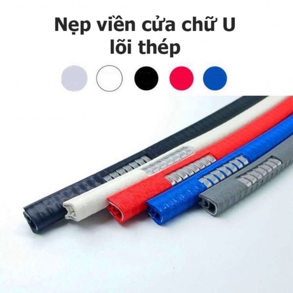 Giăng cao su nẹp viền Cửa chữ U lõi thép, gioăng chống va đập cửa ô tô chữ U dài 5m