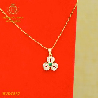 Dây Chuyền, Vòng Cổ Nữ Mặt Đính Đá, Titan Xi Mạ Vàng Non 24k Cao Cấp - Trang Sức Hava Hong Kong