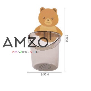 AMZO_CỐC GẤU DÁN TƯỜNG ĐỰNG BÀN CHẢI ĐÁNH RĂNG, CỐC GẤU NÂU ĐỰNG KEM ĐÁNH RĂNG