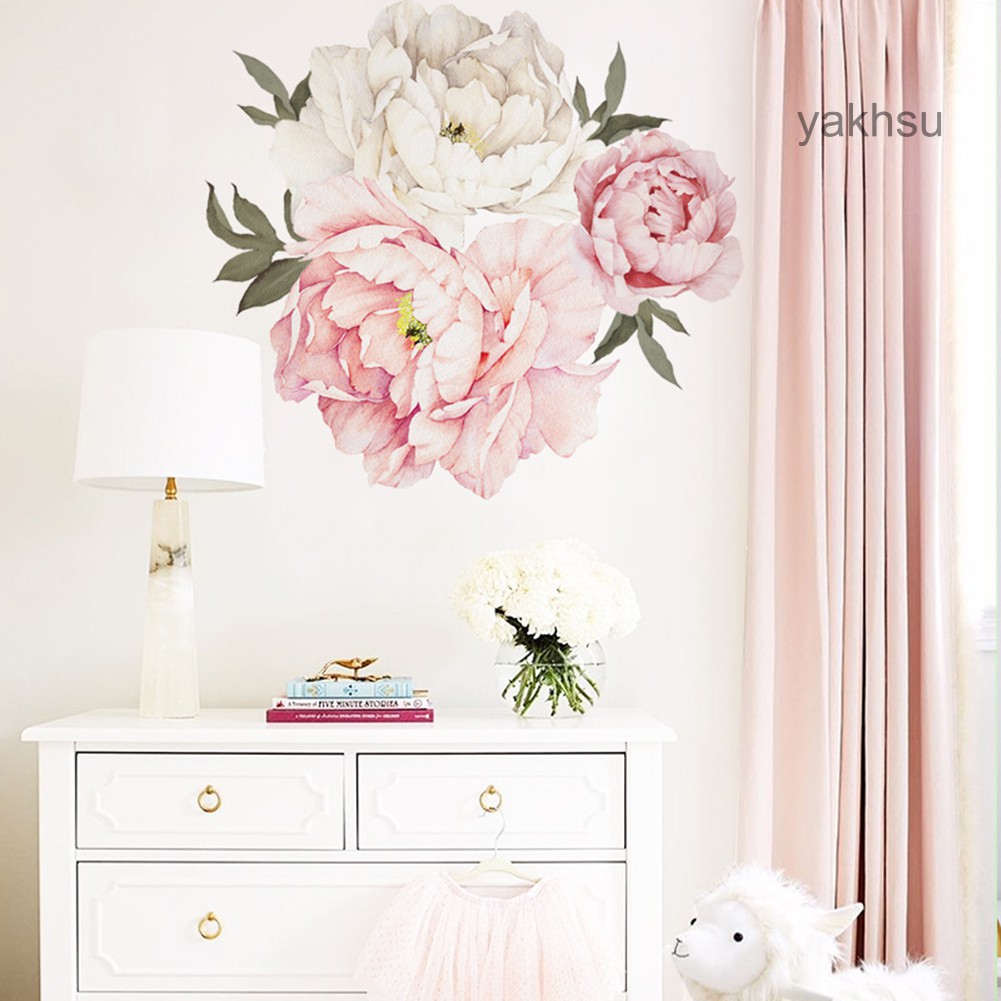 HY.qt.Peony Hoa PVC Dán Tường DIY Nhà Phòng Khách Phòng Ngủ Đề Can Trang Trí