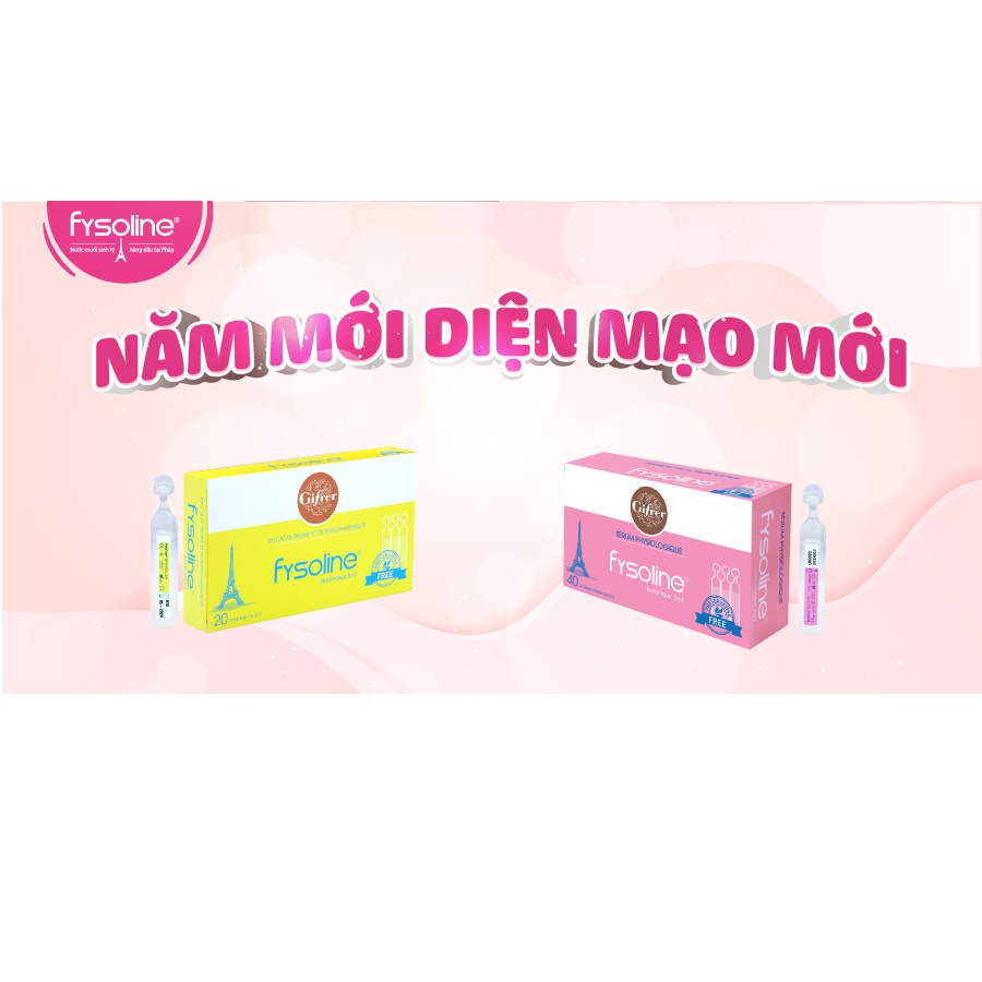 Combo Nước Muối Sinh Lý FYSOLINE Hồng 40 Ống và Kháng Khuẩn Vàng 5 ống Nhỏ Mắt Mũi Miệng Hiệu Quả Cho Bé