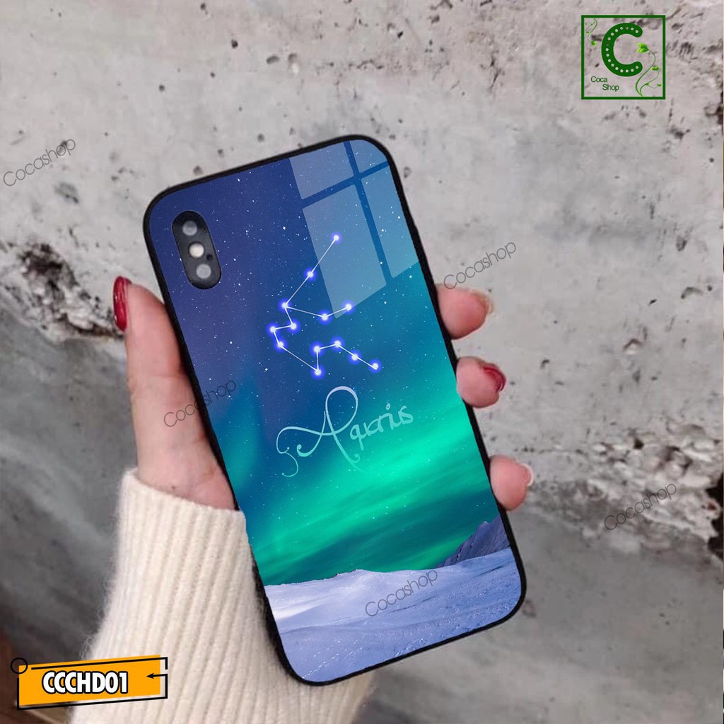 Ốp lưng iphone mặt kính sang trọng chống trày xước - Cung Bảo Bình - 6/6plus/6s/6splus/7/7plus/8/8plus/x/.....