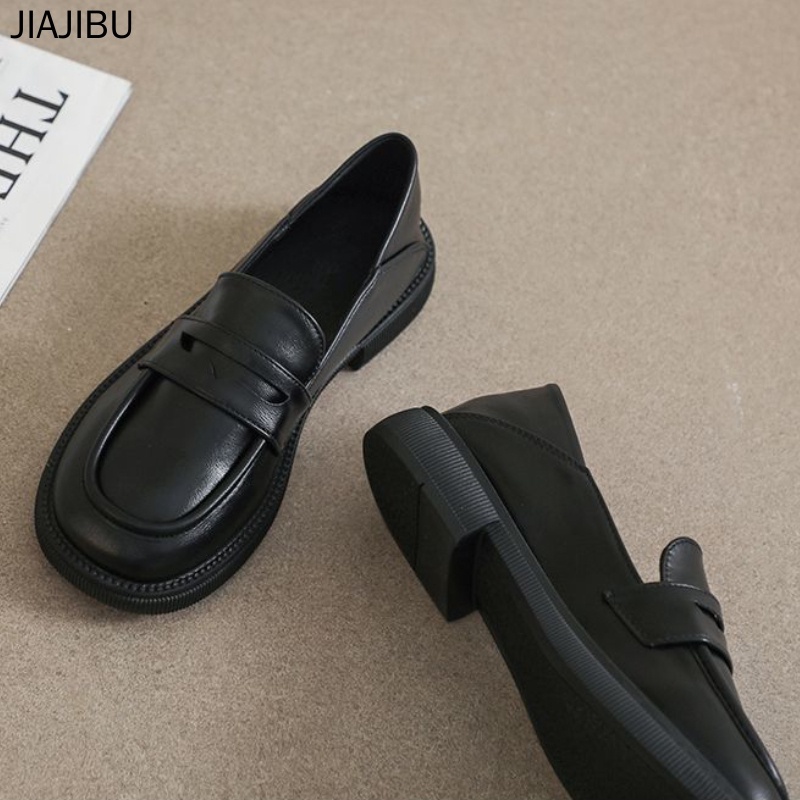 Mary Janes thời trang 35-43 All-match Korean Style Student JK Thick-soled Small Leather Shoes Fashion Japanese Lolita Uniform Shoes British Style Round Head Mary Jane Shoes 42 Large Size Women's Shoes College Style Student Leather Shoes