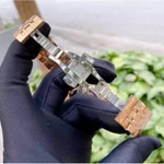 Đồng hồ Nam máy nhật, mẫu 3 kim mặt số đính đá, mặt xanh viền vàng,dòng cơ Automatic size 40mm , Đồng hồ thật giá trị th — ảnh 8