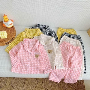 Đồ bộ bé trai và đồ bộ bé gái pijama kẻ caro cộc tay và dài tay TB120 TN121 TB299
