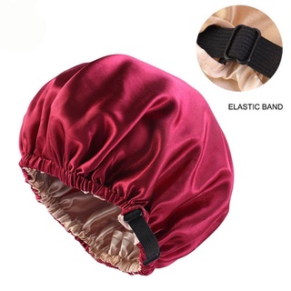 JKDESIGN Mũ Tóc Satin Giả Lụa Điều Chỉnh Nút Ngủ Có Thể Điều Chỉnh Mũ Ngủ