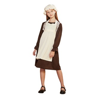 Trang phục thời Victoria cho trẻ em Cô gái Cinderlla Rags Nông dân trang phục phục vụ Cosplay Halloween Maid Fancy Dress For Girls Victoria Apron With Hat