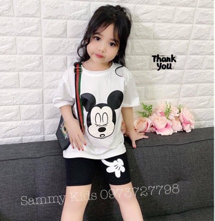 🧚🏻‍♀️🧚🏻‍♀️Set pé áo thun mickey + quần quá cute ❤️