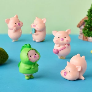 Set 7 mô hình heo khủng long dễ thương trang trí bàn làm việc, tủ sách, quà tặng, tiểu cảnh, set heo số 3