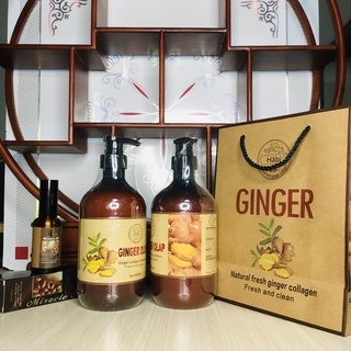 Cặp Dầu Gội Xả Gừng tươi Ginger Olap 800ml x2