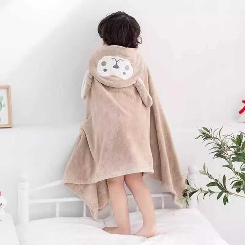 Áo choàng tắm cho bé có mũ vải bông san hô nhiều mẫu kích thước 140x70 cm (tuyển   )