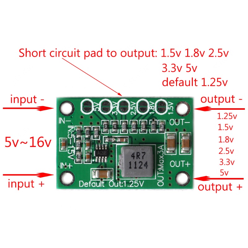 IOR DC Bộ Điều Chỉnh Điện Áp Bước Xuống Bảng Chuyển Đổi Nguồn 5-16V Đến 1 25V 1 5V 1 8V
