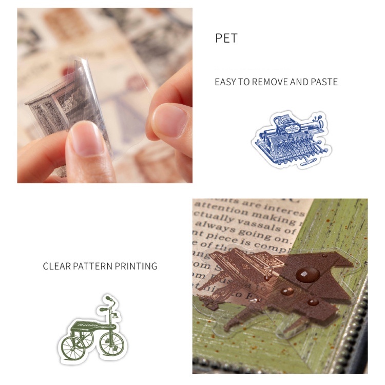 Sticker vintage dán sổ điện thoại set 30 miếng retro HD224-K59 trang trí sổ tay, bullet journal, scrapbook, nhật ký...