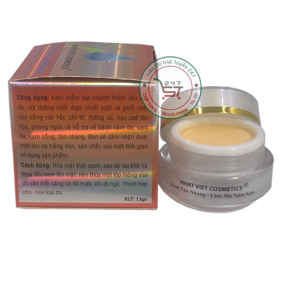 Kem Nám Tàn nhang mờ Sạm ngừa Lão hóa Trà xanh Serum Nhật Việt 13g (Hồng-Bạc)