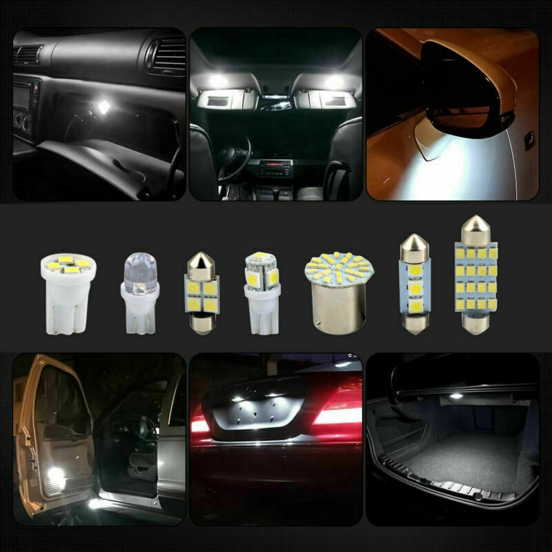 14X Đèn LED Trắng Nội Thất Ô Tô Bên Trong Ánh Sáng Mái Vòm Thân Cây Bản Đồ Biển Số Bóng Đèn