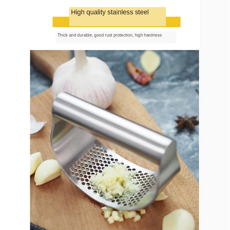 Máy Ép Tỏi Nhà Bếp Bằng Thép Không Gỉ (Chống Trượt, Dễ Làm Sạch) |Stainless Steel Garlic Press Mincer Crusher