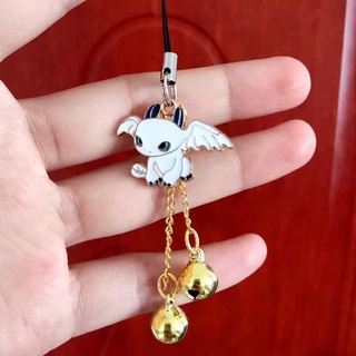 Móc Điện Thoại Di Động Mini Hình Rồng Bay Màu Trắng Đen Có Chuông