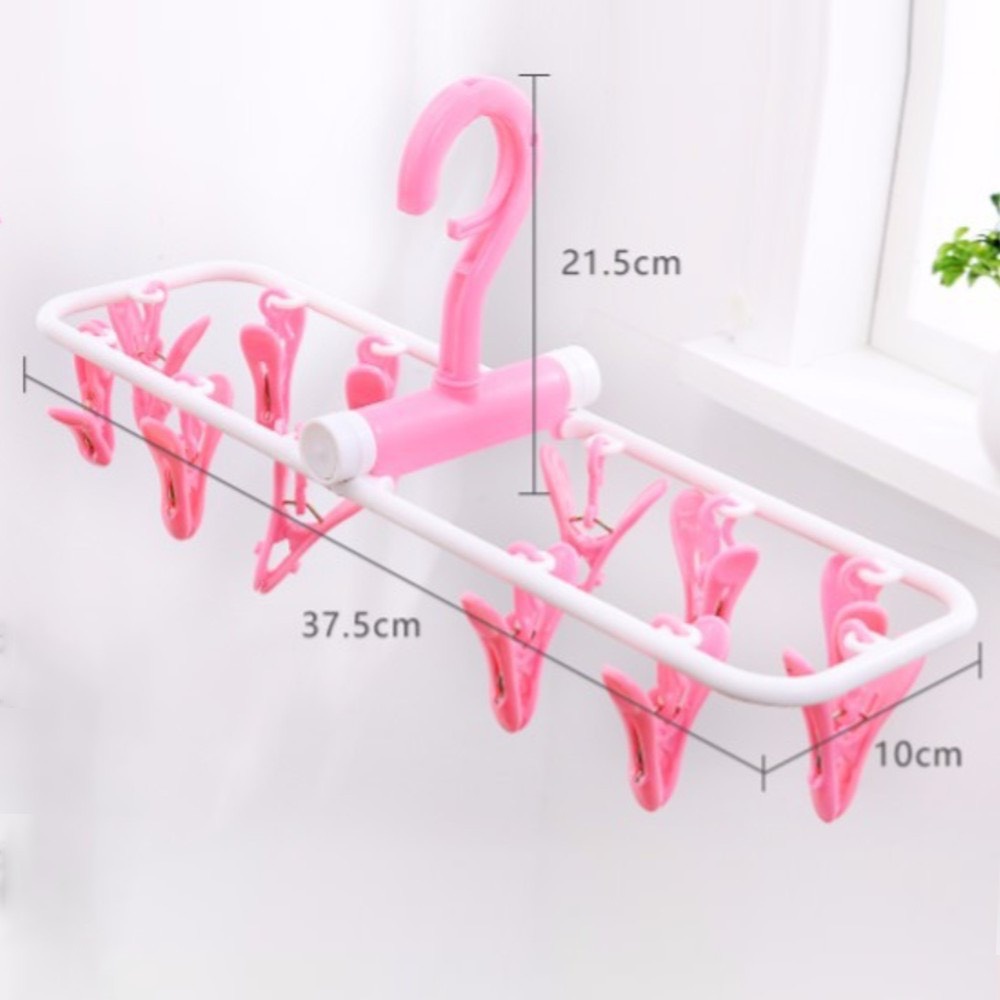 Móc kẹp quần áo sơ sinh cho bé đa năng gấp gọn 12 kẹp