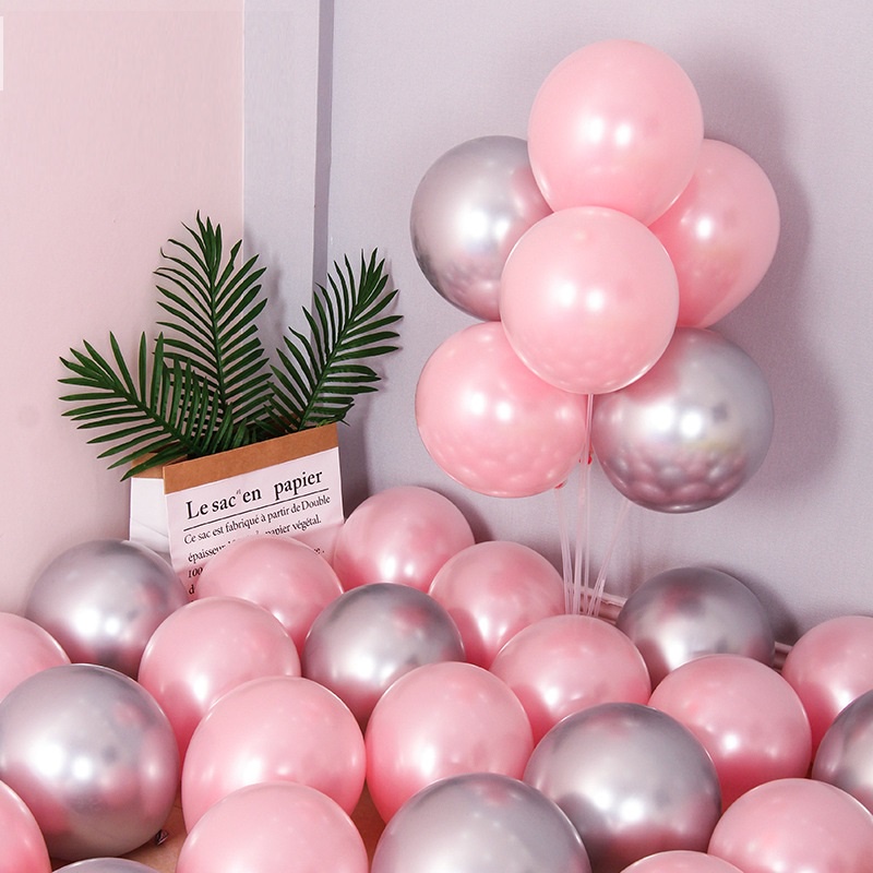 Set 50 bóng tròn siêu nhũ Chrome trang trí sinh nhật đám cưới phòng cưới - Kemshop K89