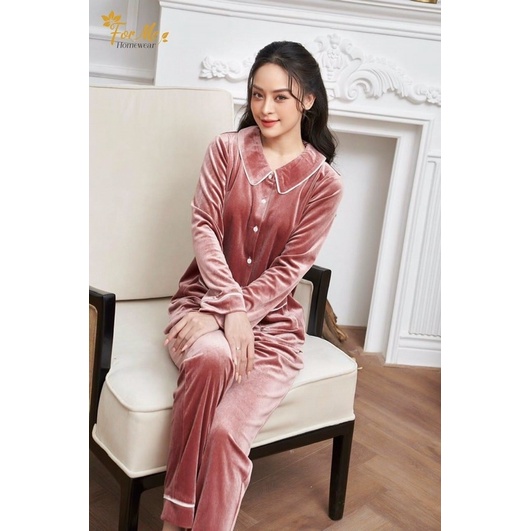 Bộ đồ ngủ,mặc nhà Pijama Nhung tăm cao cấp mềm mịn và bền màu hãng ForMe
