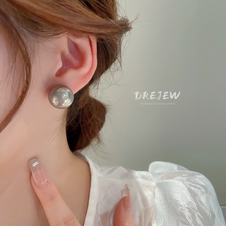 DREJEW Khuyên tai mạ bạc đính ngọc trai nhân tạo phong cách Pháp cổ điển sang trọng thời trang cho nữ