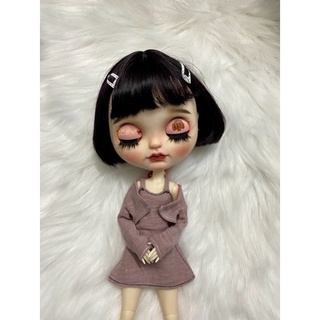 Set đầm dây kèm áo khoát size blythe,xinyi