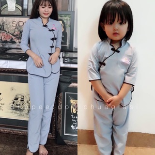Đồ Lam Đi Chùa Cho Bé Iu # Tàu Xéo # Đồ Bộ Bé Gái # Quần Áo Bé