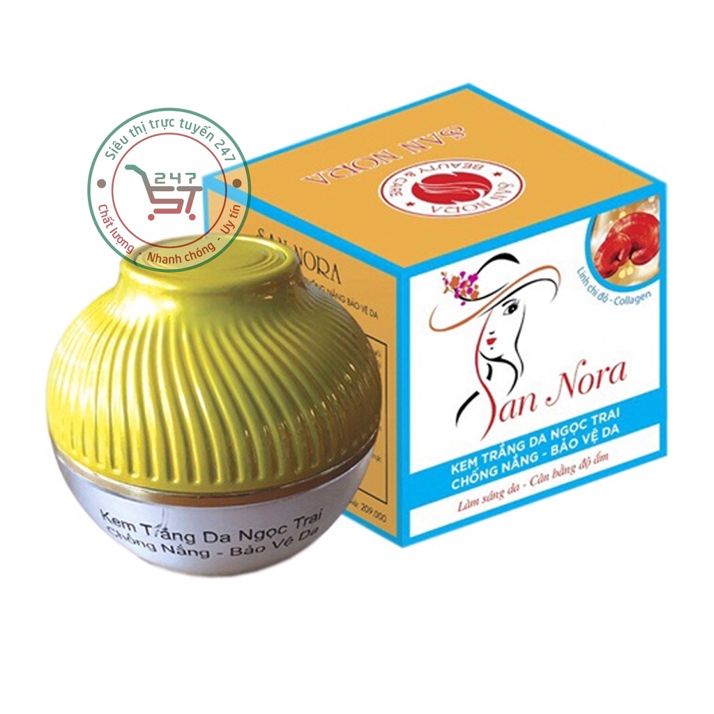 Kem dưỡng Trắng da mặt Sáng da Cân bằng độ ẩm Chống nắng San Nora 10g 18g (cam-hồng)