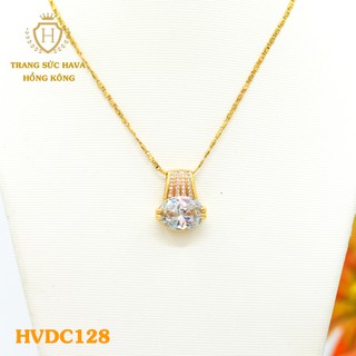 Dây Chuyền, Vòng Cổ Nữ Mặt Đính Đá Màu Trắng Xi Mạ Vàng Non Cao Cấp - Trang Sức Hava Hong Kong