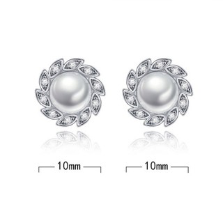 Bông tai ngọc nụ viền đá zricon BHBT250