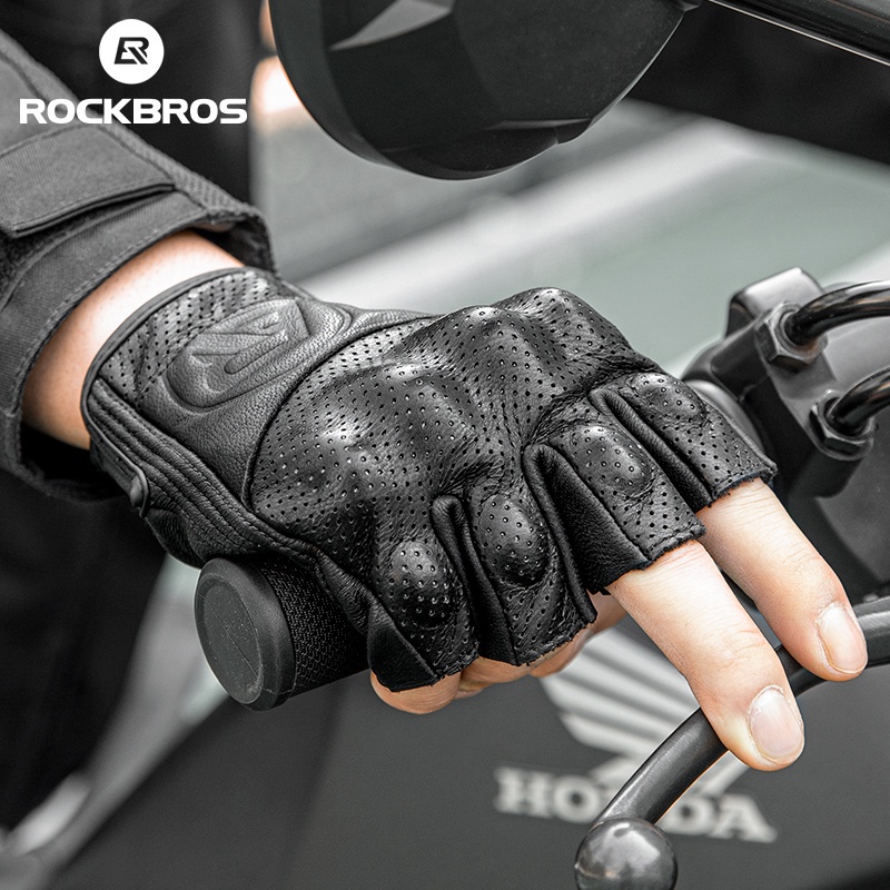 ROCKBROS Găng tay bảo vệ xe máy ROCKBROS, Thiết bị chống rơi nửa ngón mỏng dành cho nam giới thích đi xe địa hình